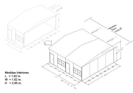 Modular building 4W 4L 1H